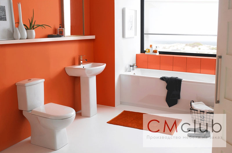 Оранжевая ванная комната – лучики солнца и брызги апельсина